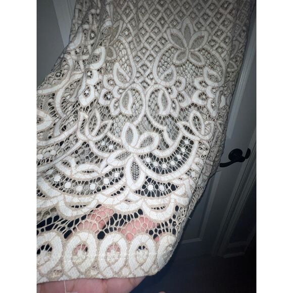 Charter Club Womens Embroidered Mesh Top Nude Cream EUC 2X - Picture 3 of 7